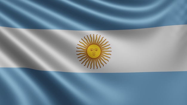 アルゼンチンの国旗が風になびく様子をレンダリング アルゼンチンの国旗が 4k でなびく
