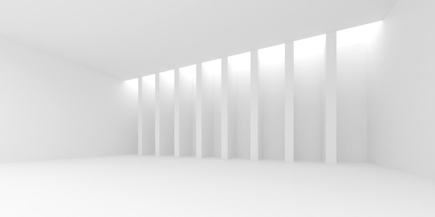 render of empty concrete room with shadow on the wall.