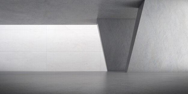 render of empty concrete room with shadow on the wall.