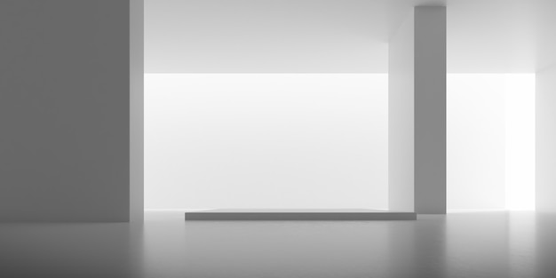 render of empty concrete room with shadow on the wall.