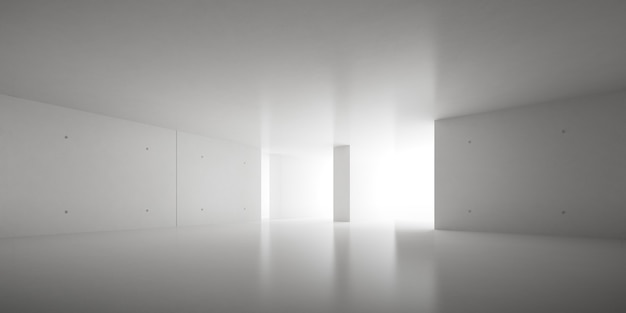 壁に影のある空のコンクリートの部屋のレンダリング。