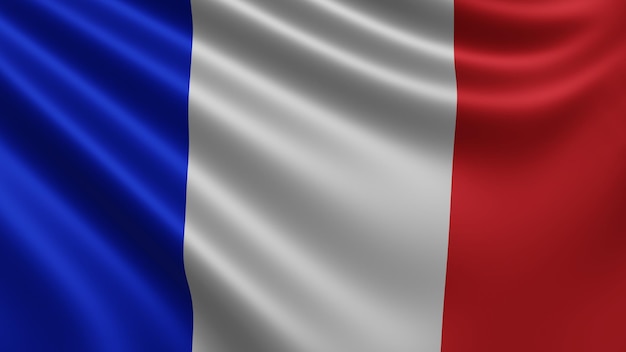 Render of the france flag flutters in the wind closeup the national flag of france  in 4k  rgb