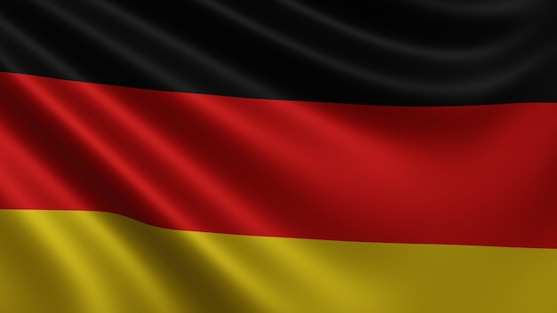 Render of the Germany flag flutters in the wind closeup the national flag of Germany in 4k RGB