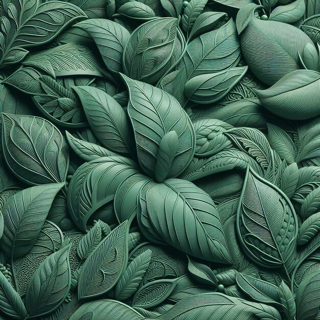 Render green plant leaf pattern background