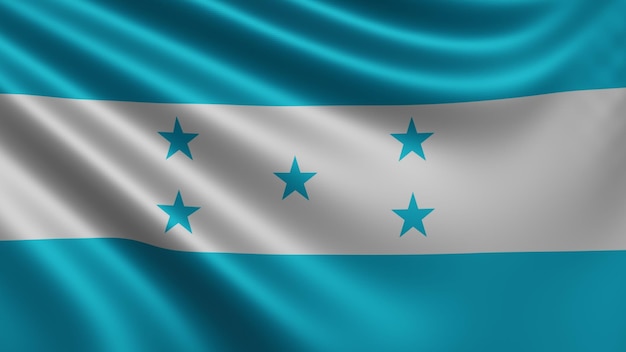 Render of the Honduras flag flutters in the wind closeup the national flag of Honduras flutters 4k