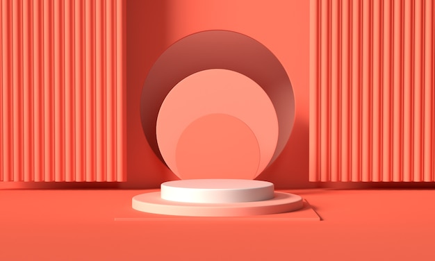 Render image of abstract pink color geometric podium display or showcase