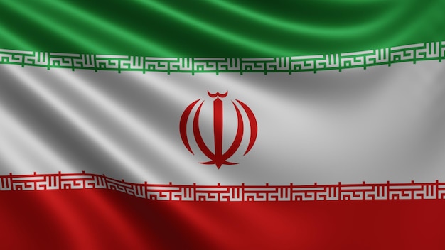 Render of the Iran flag flutters in the wind closeup the national flag of Iran flutters in 4k