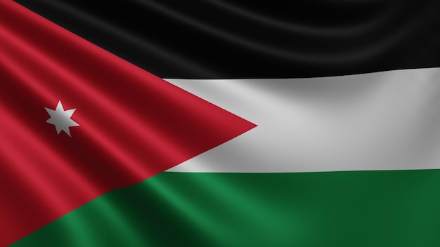 Render of the Jordan flag flutters in the wind closeup the national flag of Jordan flutters in 4k