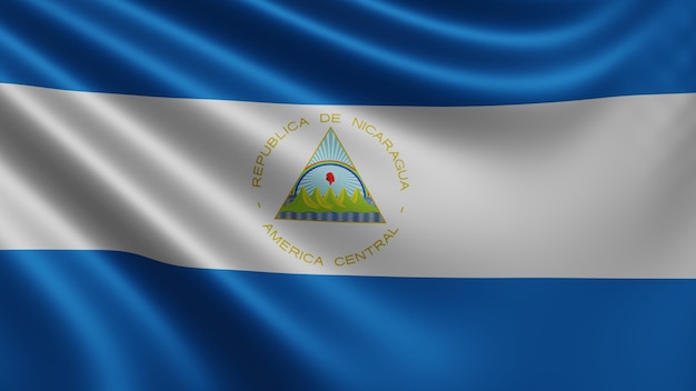 니카라과 국기의 렌더링 바람에 펄럭이는 국기 니카라과가 4k로 펄럭입니다.