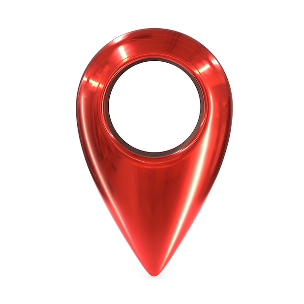 Фото Визуализация красной металлической карты geo pin изолированные