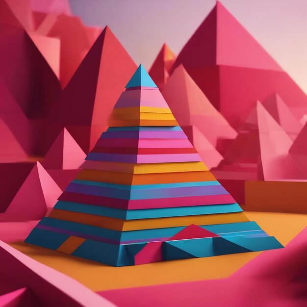 Render paper pyramid geometric abstract illustration