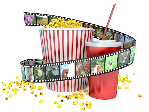 Photo render popcorn and drink