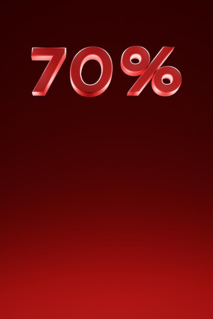 Photo render of red 70 discount lettering on red background