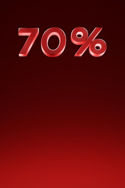 Foto render di rosso 70 scritta sconto su sfondo rosso