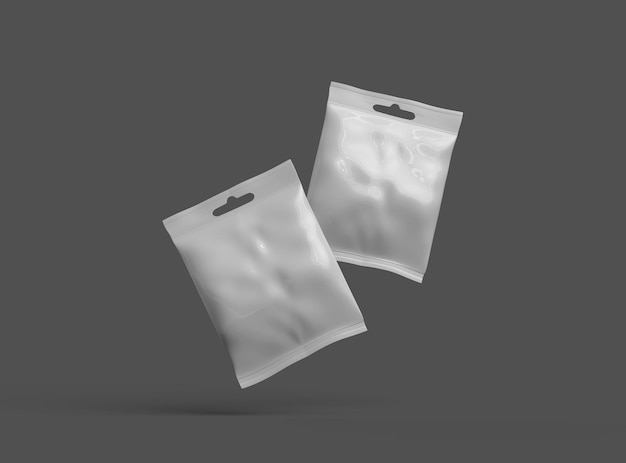 Render of a resealable ziplock bag with hanging hole on a dark background