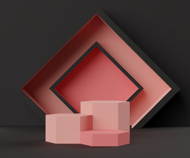 render scene of fashion geometric podium for product