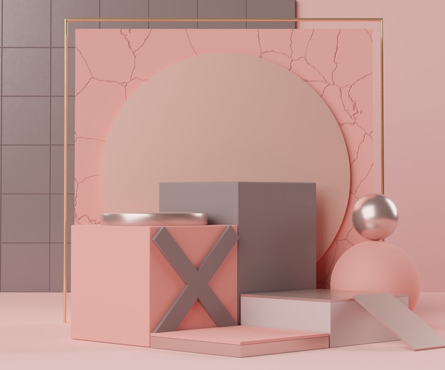 Render scene of geometric minimal podium