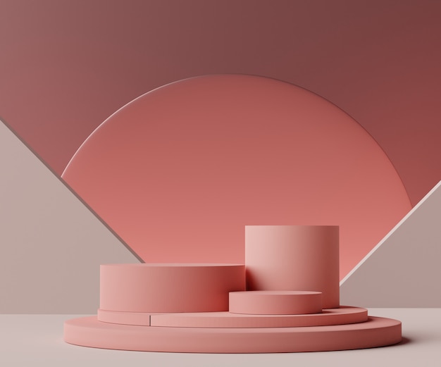 Render scene of minimal podium scene for display products and cosmetic advertising