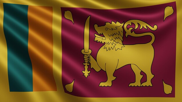 Render of the Sri Lanka flag flutters in the wind closeup the national flag of Sri Lanka in 4k