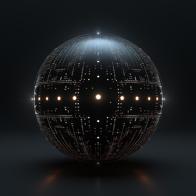Photo render total black sphere with lights