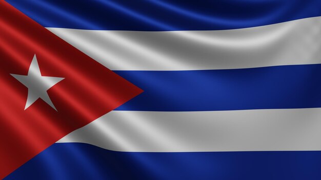 Render van de Cuba-vlag fladdert in de wind close-up de nationale vlag van Cuba fladdert in 4k