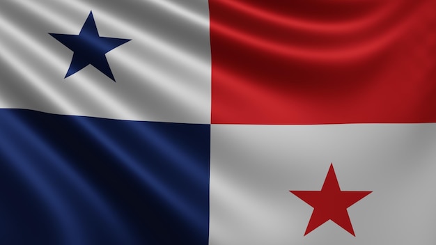 Render van de vlag van Panama wappert in de wind close-up de nationale vlag van Panama wappert in 4k