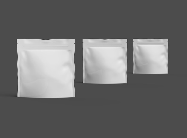 Rendered beeld voor een vierkante glanzende verzegelde doypack op donkere achtergrond