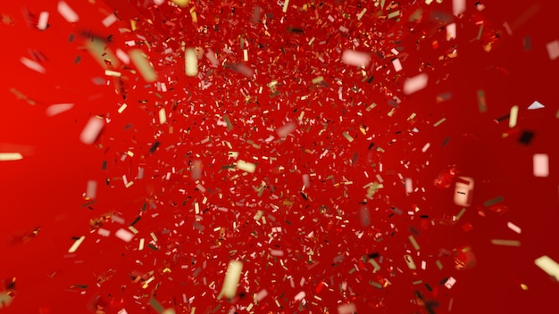 rendered Christmas Golden confetti falling