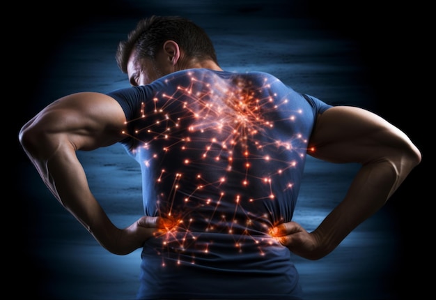 rendered of a man having a painful back