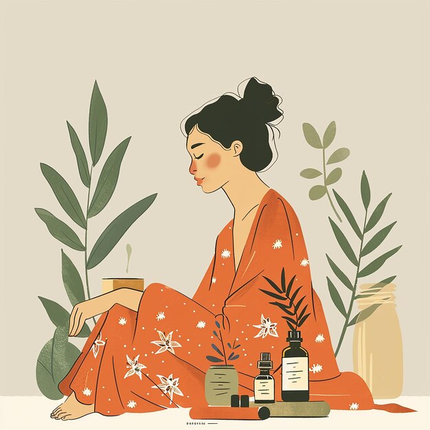 Photo rendered photo of beautiful model applying skin care products flat illustration