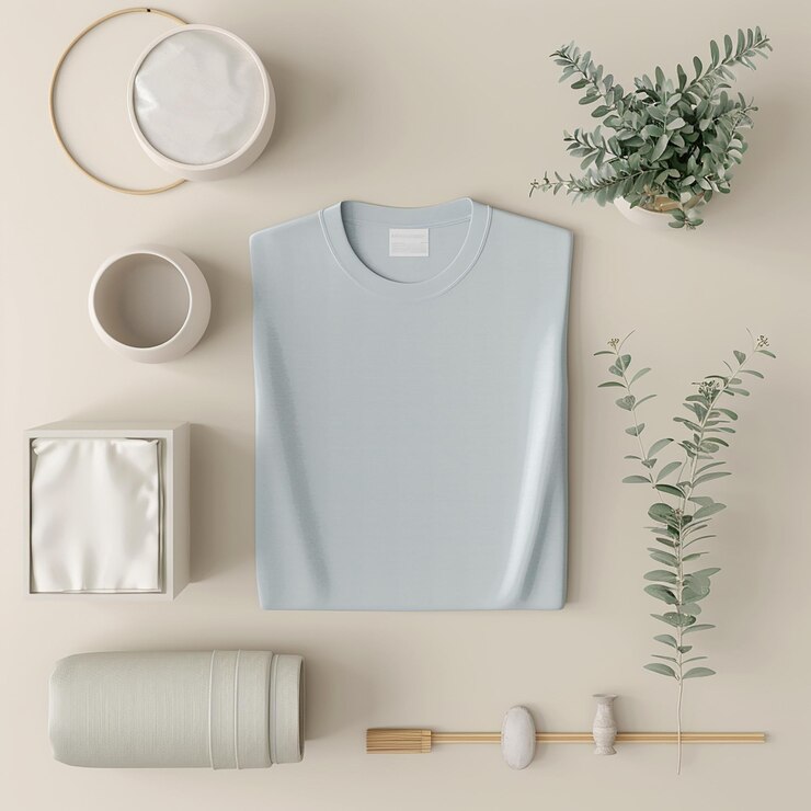 rendered photo of very clean and sleek flat lay mockup image for a t shirt
