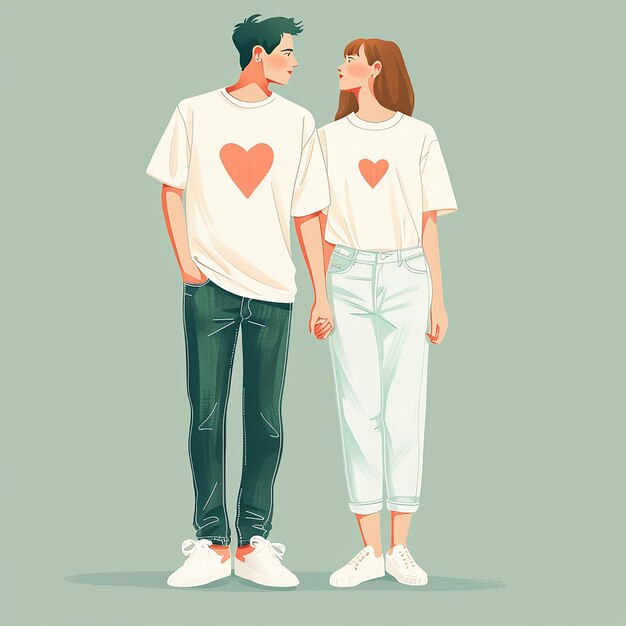 Photo rendered photos of t shirt design characteristics related to romance