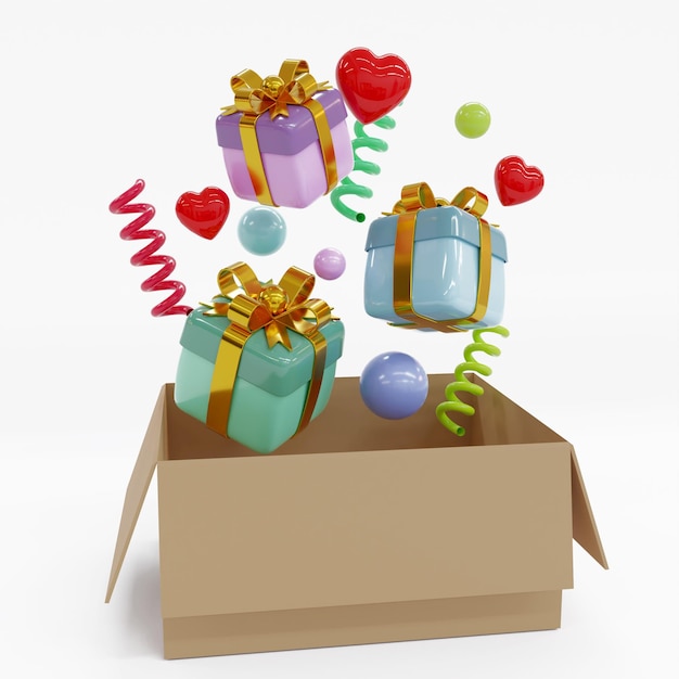 rendering 3d geschenkdoos pictogram