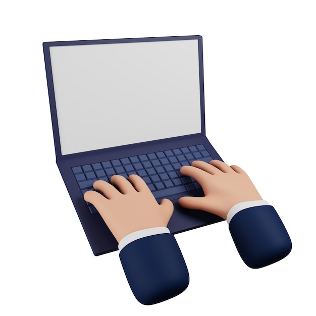 Photo rendering 3d hand gesture typing on keyboard