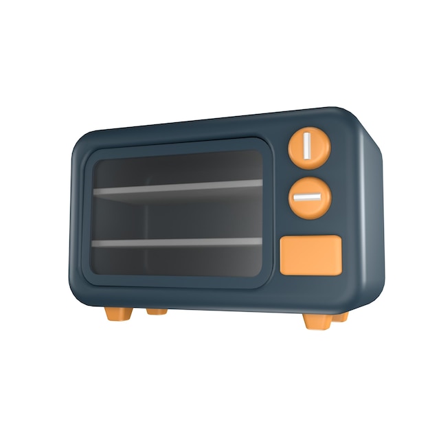 Photo rendering 3d icon kitchen tool microwave