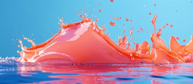 Rendering 3d illustration Splash of fluid on blue background AI generated image