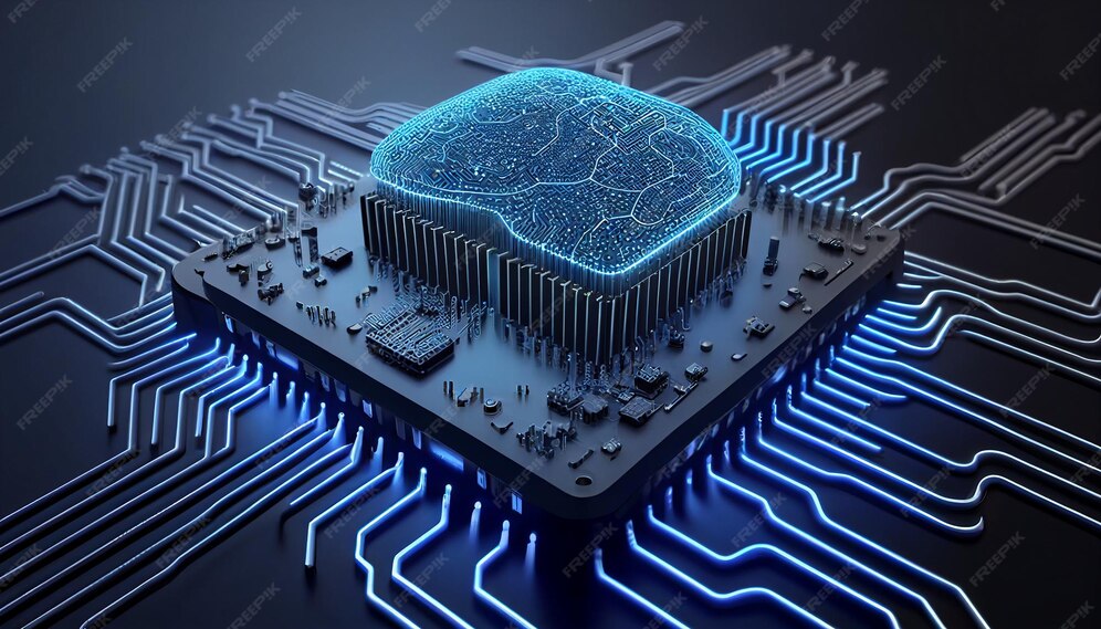 Premium Photo Rendering of artificial intelligence hardware idea on