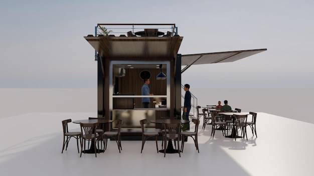 A rendering of a bar called the coffee bar