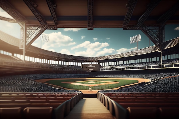 Photo a rendering of a baseball stadium with a sign that says 