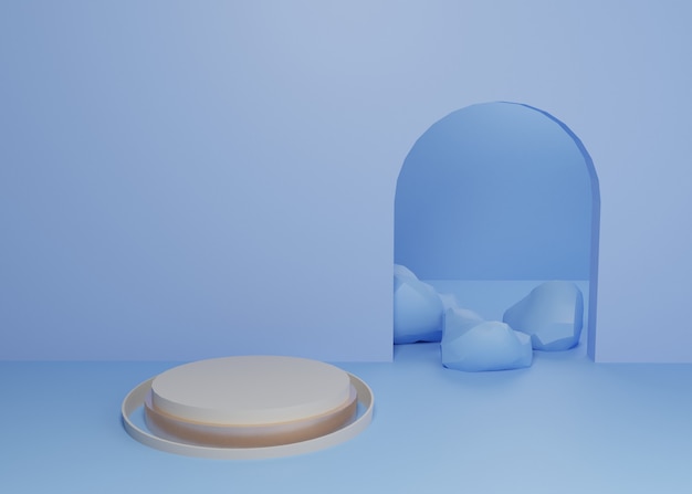 rendering Blue pastel display podium product stand