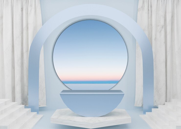 rendering Blue pastel display podium product stand