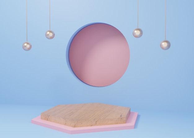 Foto rendering blue pastel display podium productstandaard