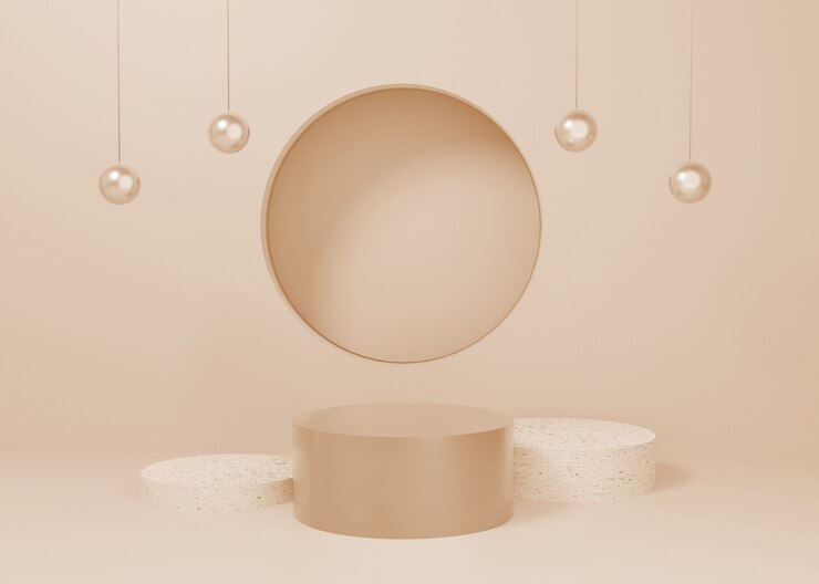 rendering gold pastel display podium product stand