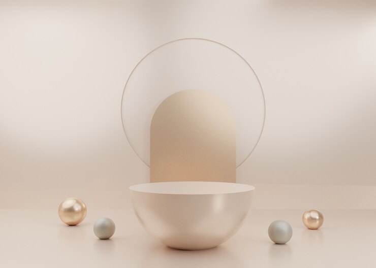 rendering gold pastel display podium product stand