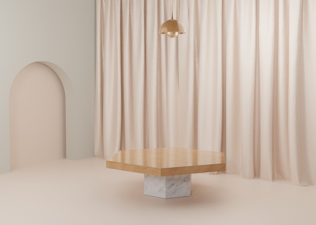 rendering gouden pastel display podium productstandaard