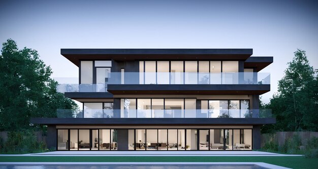 a rendering of a house with a balcony and a balcony.