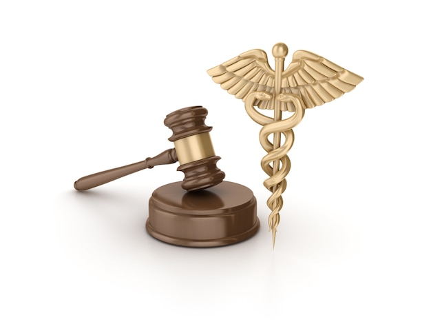 Rendering Illustration of Legal Gavel with Caduceus Symbol