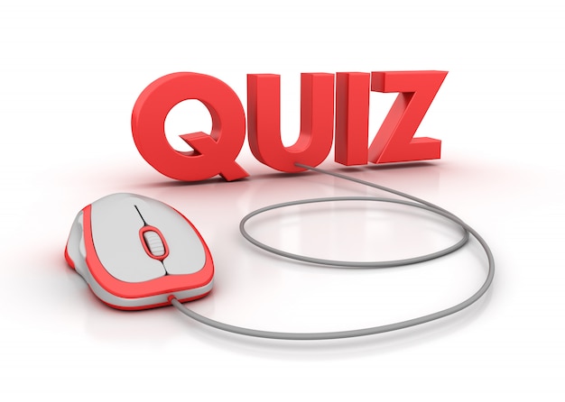 Rendering Illustration of QUIZ Word with Target and Computer Mouse