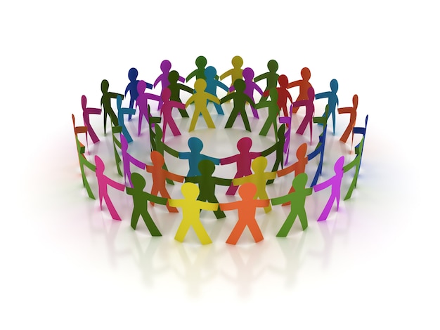 Photo rendering illustration of teamwork pictogram people