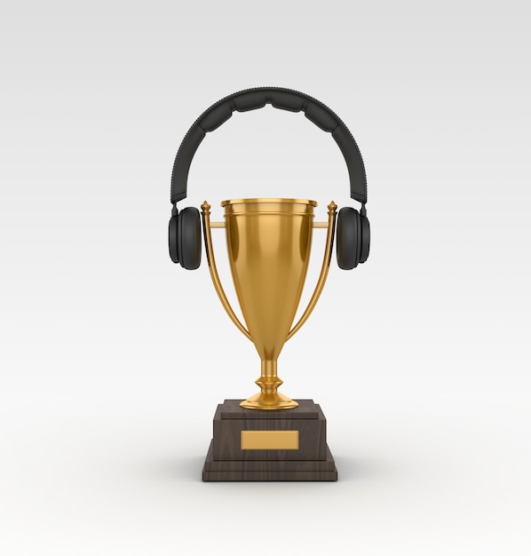 Rendering Illustration of Trophy with Headphone